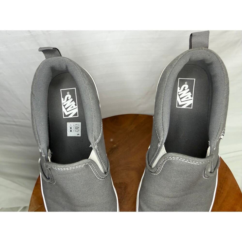 Vans Asher Slip-On Gray Canvas Sneakers Youth 7 Women’s 8.5 Casual Shoes - Picture 7 of 8